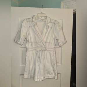 Day + moon white denim romper size medium